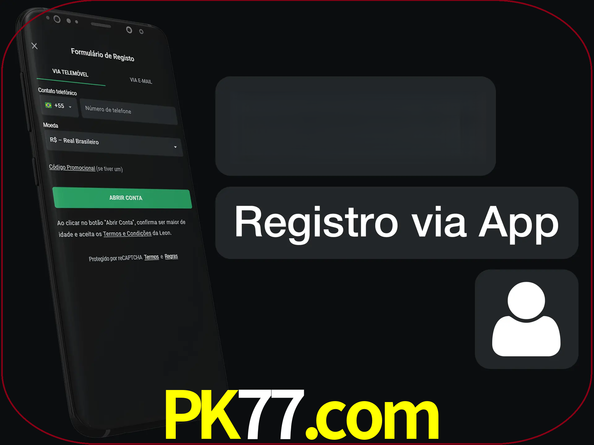 Registre-se com duas etapas usando o aplicativo.